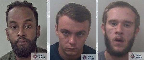 Kaseem Ibrahim, Daniel Lewington and William Bridge. Picture: Kent Police
