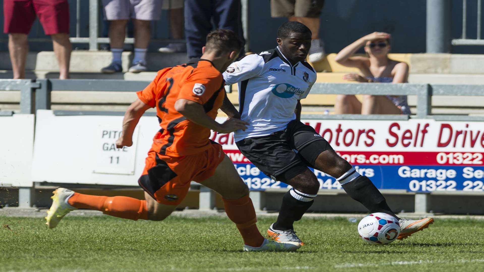 Mark Onyemah on the ball for Dartford against Gosport Borough Picture: Andy Payton