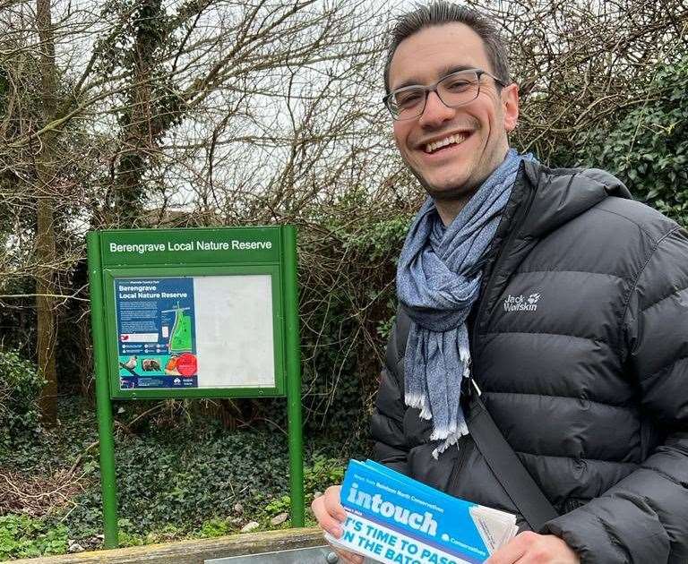 Tory councillor George Perfect out and about campaigning