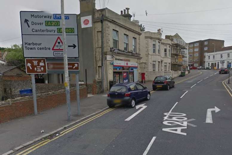 The suspect ran down an alleyway near the Dover Road Post Office. Pic: Google