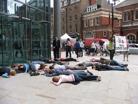 The protest outside the Royal Bank of Scotland's HQ in central London