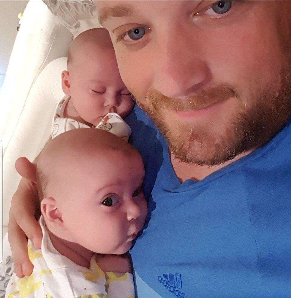 Father Steven Ford with his twins