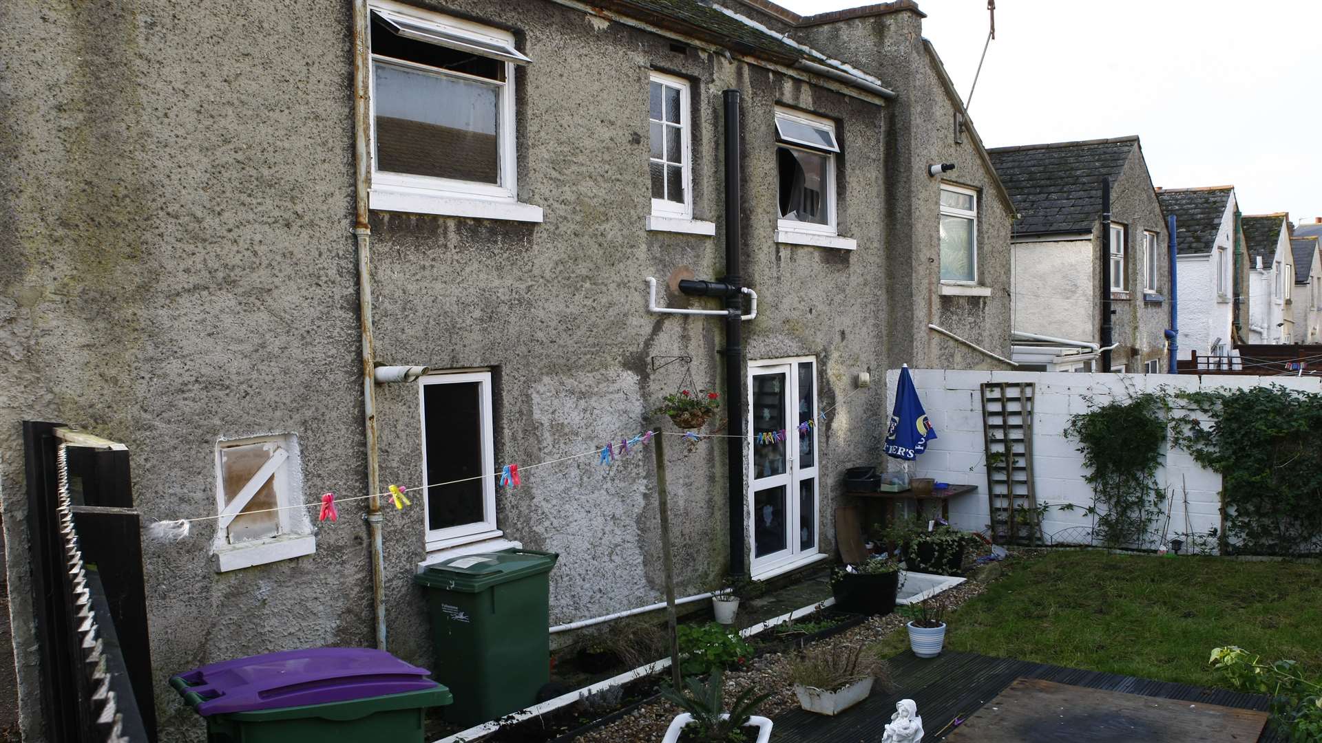 The rear of the house which is now uninhabitable after the fire
