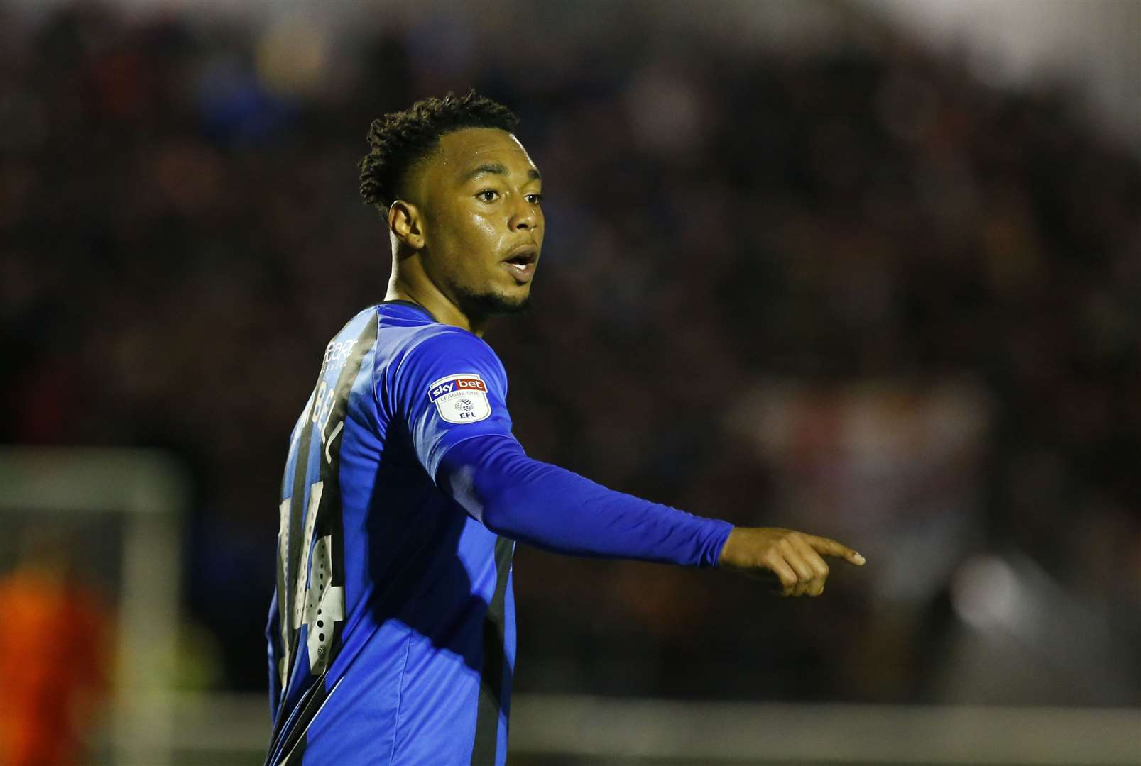 Gillingham forward Tahvon Campbell scored his first goal for the club Picture: Andy Jones