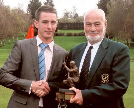 Watson Trophy winner Michael Saunders with Dartford Golf Club captain Bert Hicks