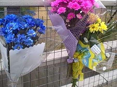 Flowers left at the scene. Picture: Gerry Warren