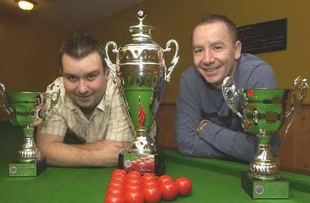 CHAMPIONS: Dean Cole and William Anderson of Chatham Pool and Snooker Club. Picture: CHRIS DAVEY