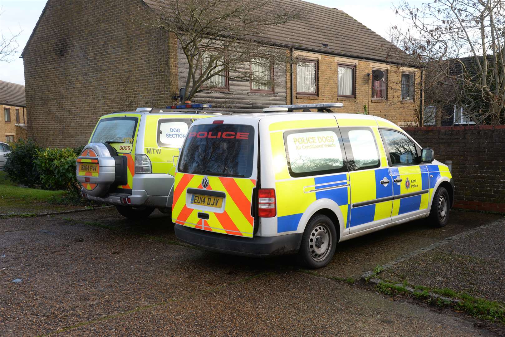 Several police vehicles are at the scene in New Ash Green, picture: Chris Davey. (6154767)