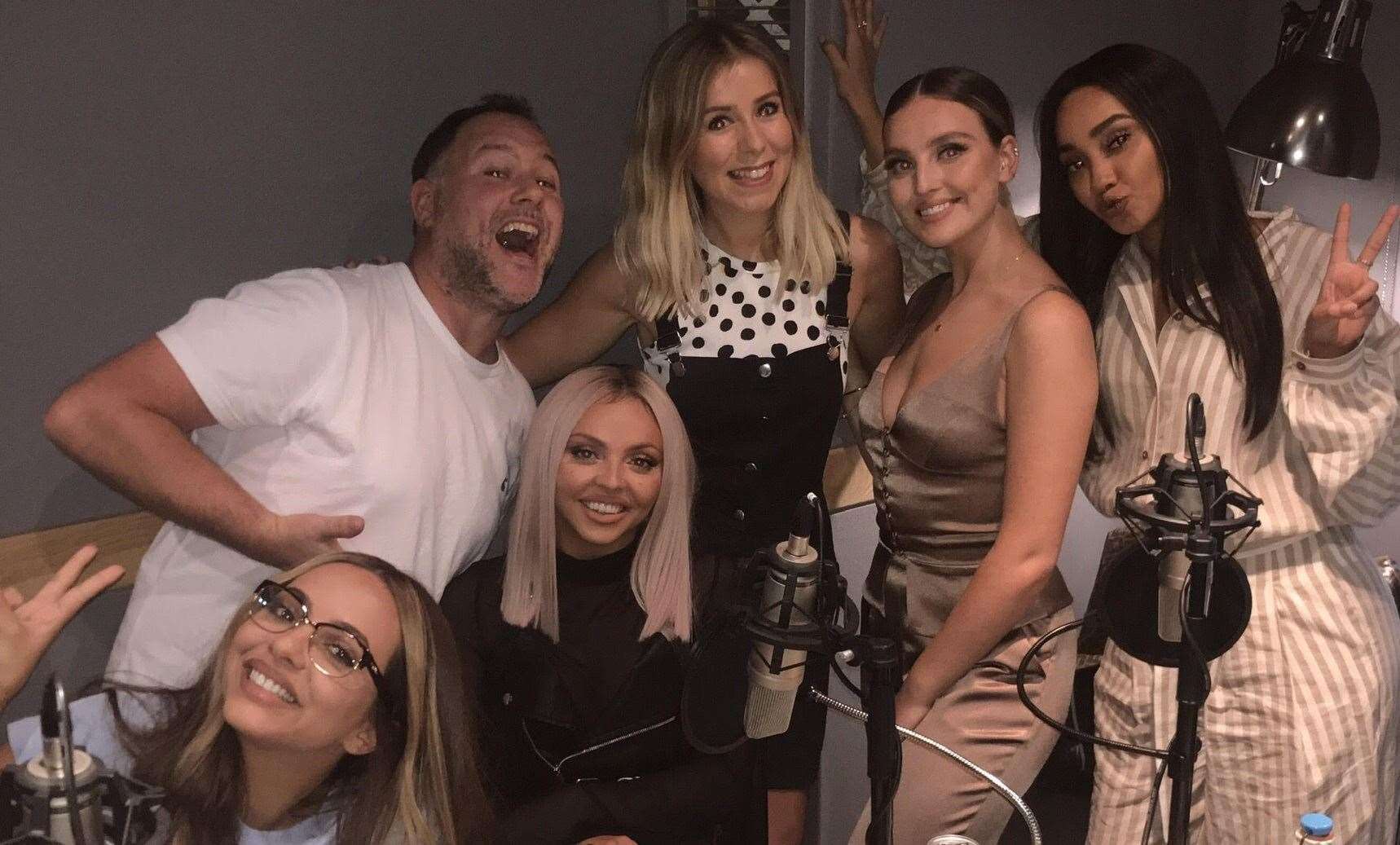 Garry and Laura with Little Mix when they last popped in to the show