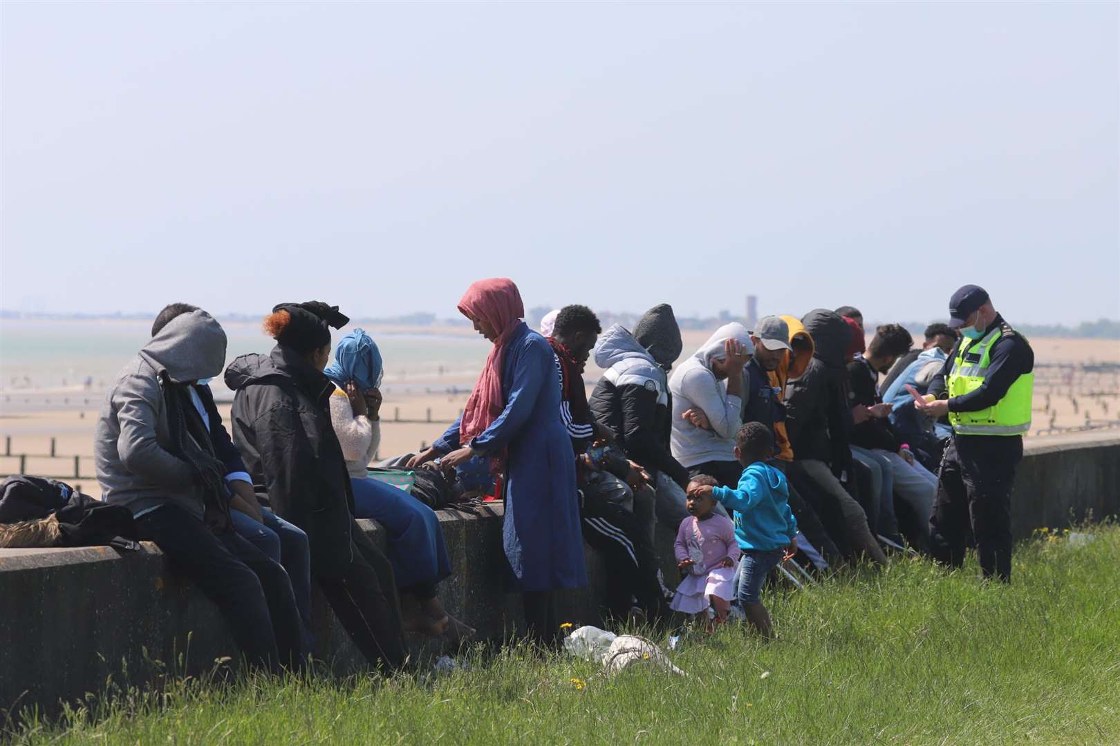 Asylum seekers including children at Dymchurch Submitted picture