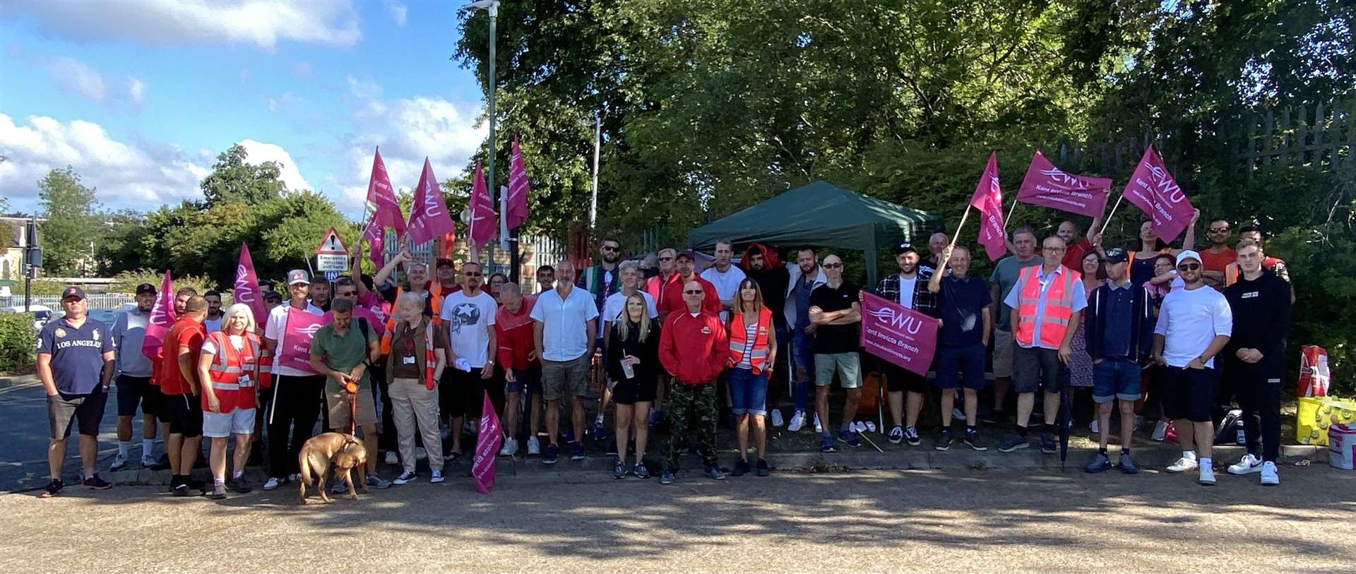 About 60 workers and supports attended a demonstration outside the depot in Military Road, Canterbury today. Picture: Dave Wilson