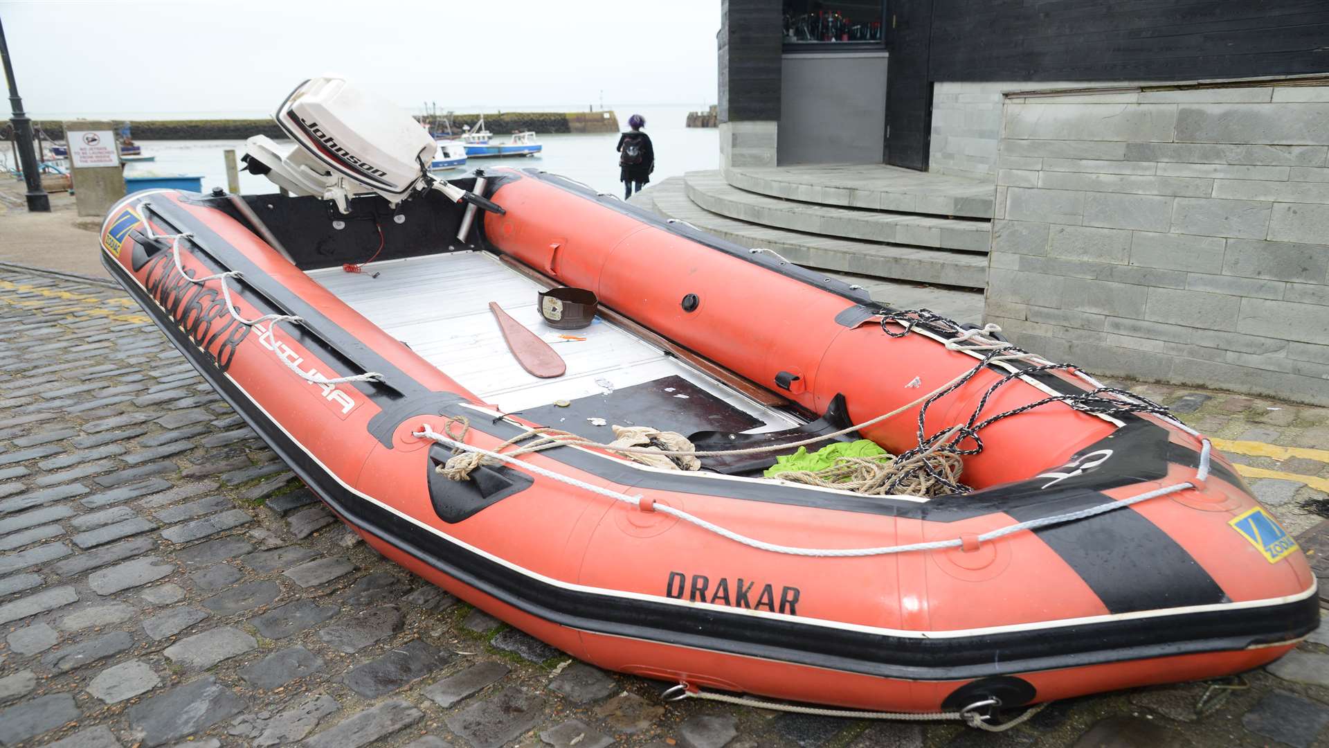 A migrants' dinghy recovered at Folkestone Harbour; Could returning ISIL terrorists try the same?