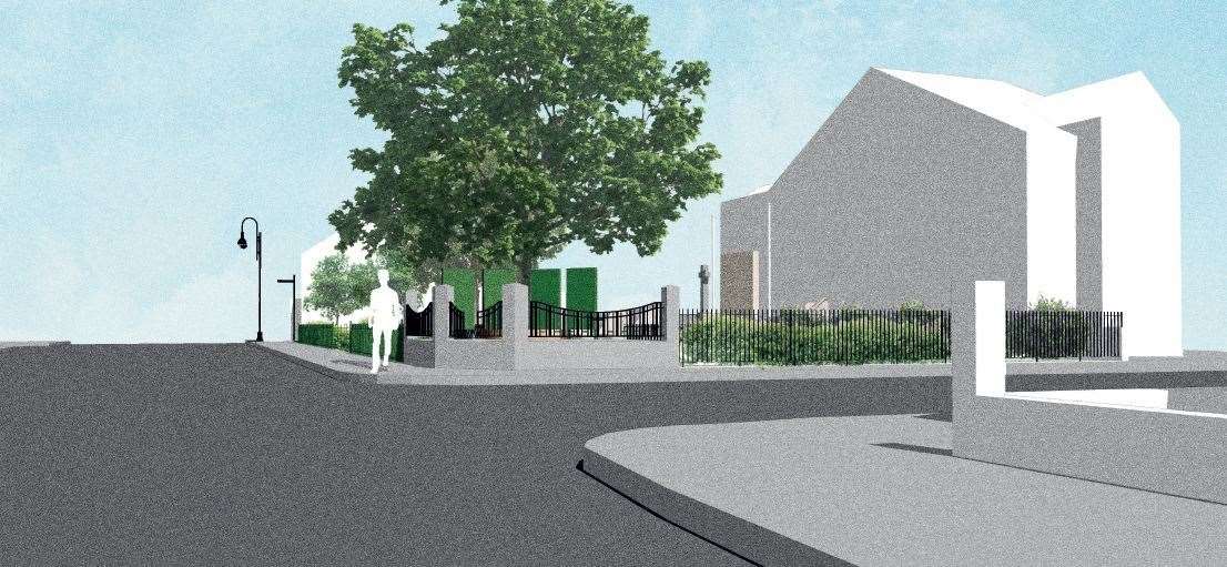 The vision of how the re-located memorial in the gardens could look