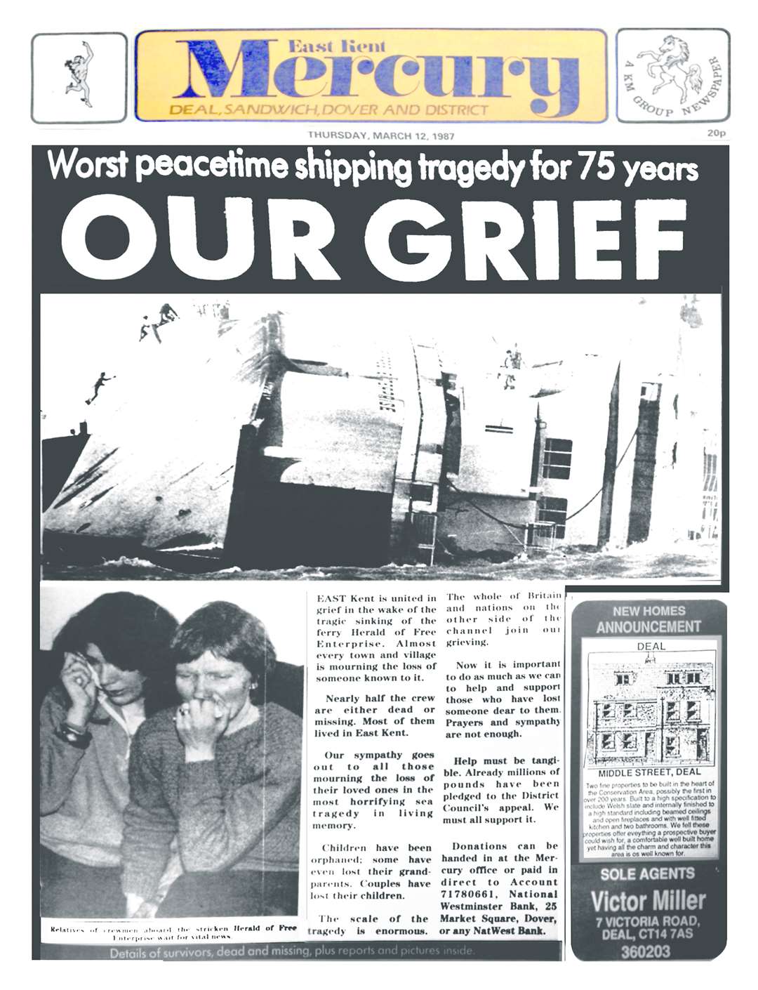 How the East Kent Mercury covered the tragedy, The edition of March 12, 1987
