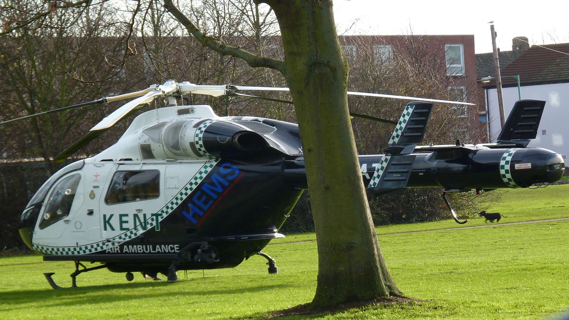 The Air Ambulance was called to the incident and landed on the Great Lines. Picture: Jordan White.