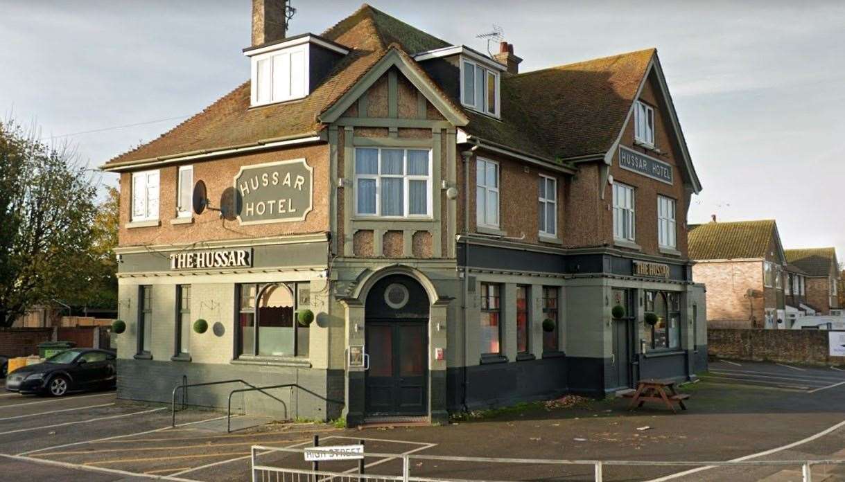 A rock was thrown through a window at The Hussar pub in Garlinge, Margate. Picture: Google