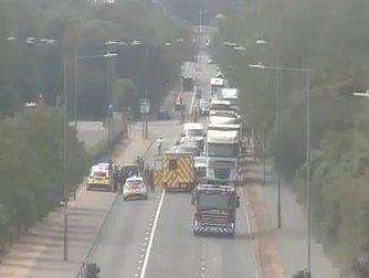 Princes Road, Dartford, is partially blocked. Picture: KCC Highways