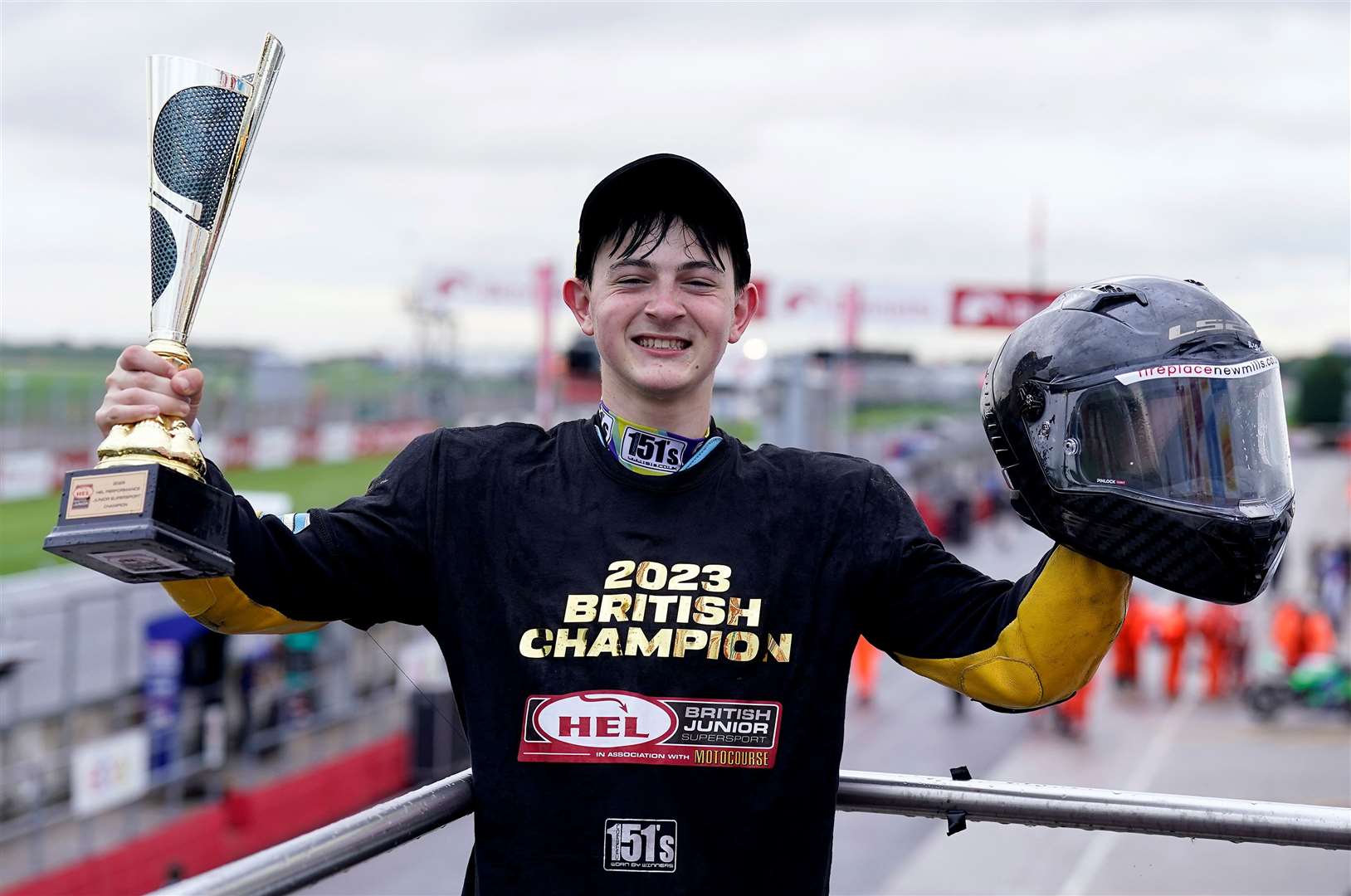 Faversham's Finn Smart-Weeden celebrates becoming a British champion at Donington Park. Picture: Impact Images
