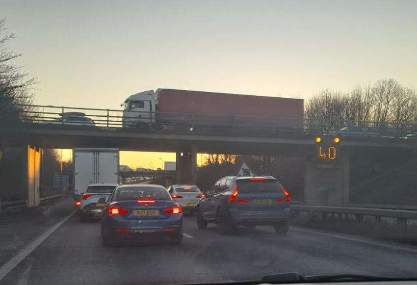 There is queuing traffic in Faversham and Sittingbourne after a van came off the M2