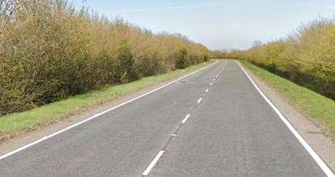 The A2070 in Romney Marsh between the A259 junction and the turning for Ivychurch. General view from Google Maps