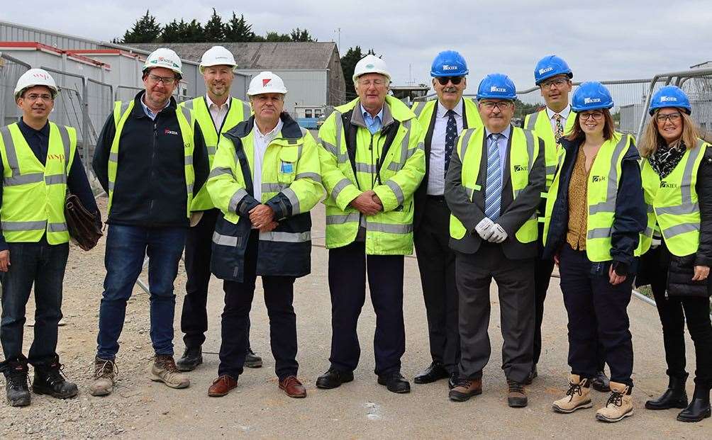 Cllr Adrian Gulvin, Medway Council's Portfolio Holder for Resources and the Leader of Medway Council, Cllr Alan Jarrett with council officers and contractors at Innovation Park Medway as work begins on the £15m scheme led by Medway Council. Picture: Medway Council