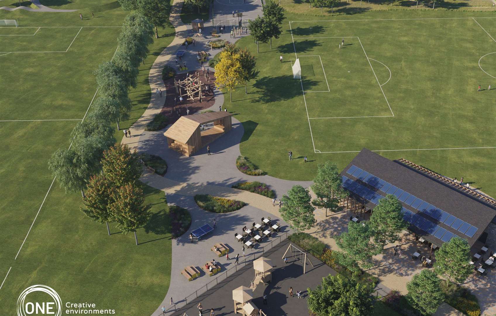 CGI images of revamped Stone Recreation Ground in London Road, Dartford. Photo credit: Onecreativelimited
