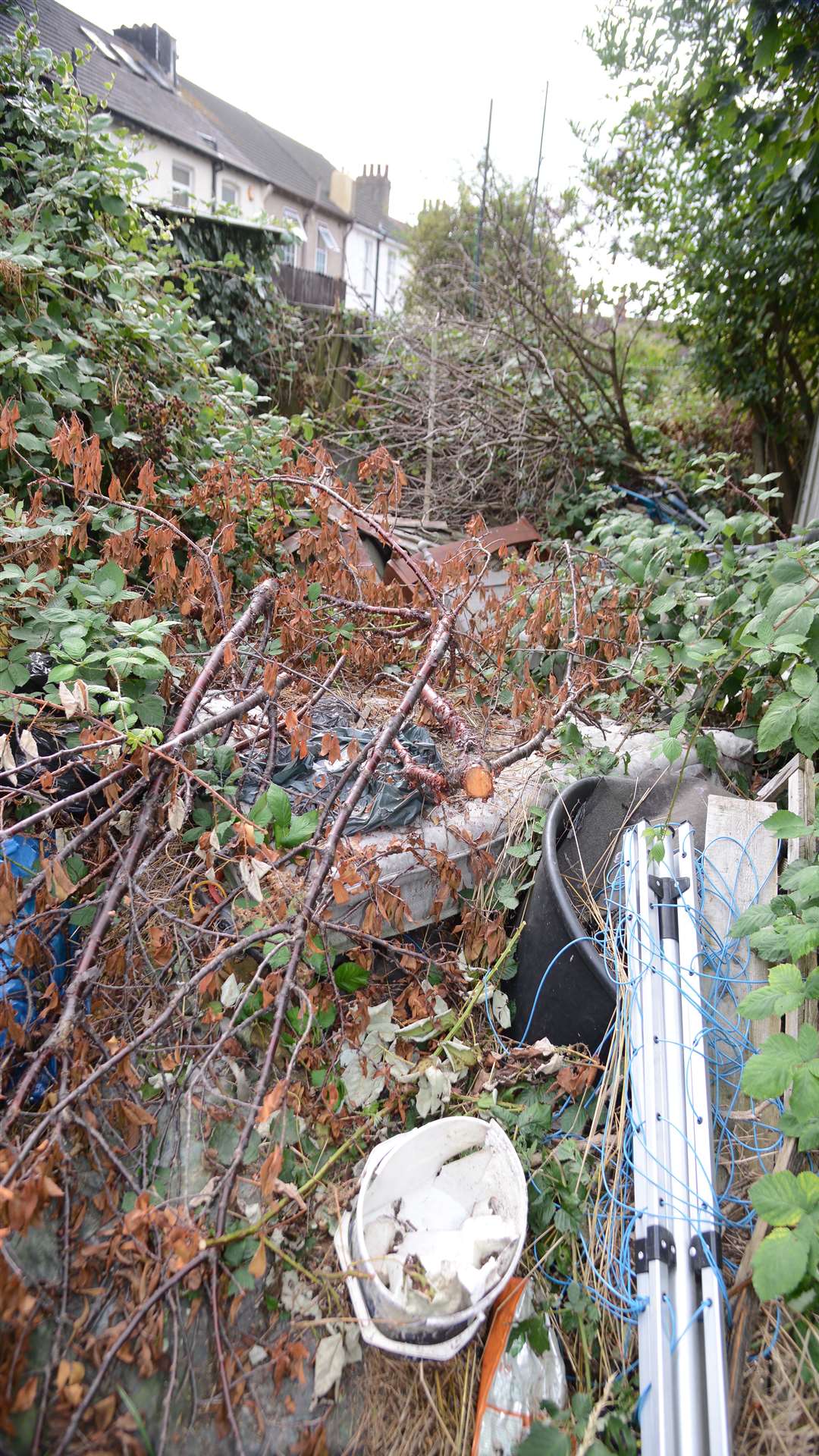 Flytipping has completely blocked the alleyway behind the houses on Stanbrook Road
