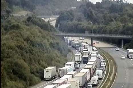 A crash has caused delays on the M20. Picture from Highways Agency.
