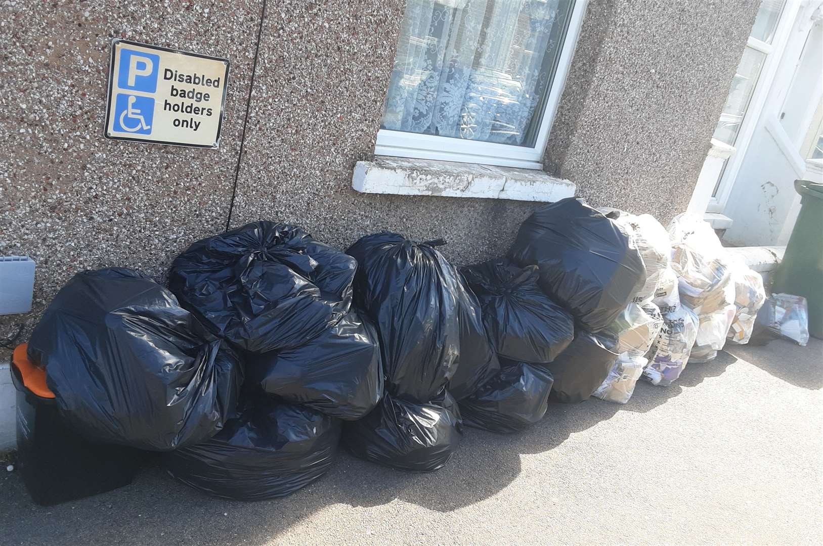 Bags lined up outside Martin's house in Winstanley Road, Sheerness. Picture: Martin Elliott
