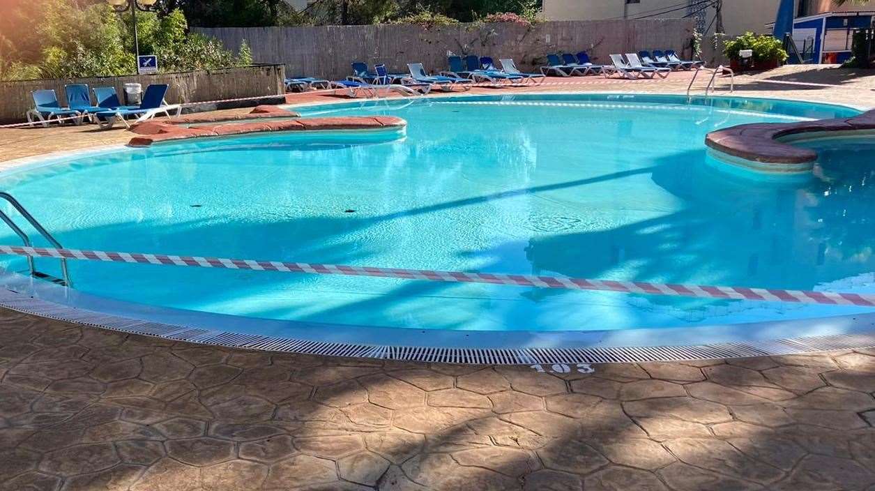 The pool was taped off to guests due to safety concerns. Photo: Debbie George