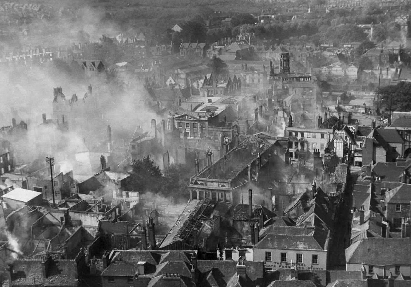 Many areas in the county were hit hard by German bombing raids - among them Canterbury