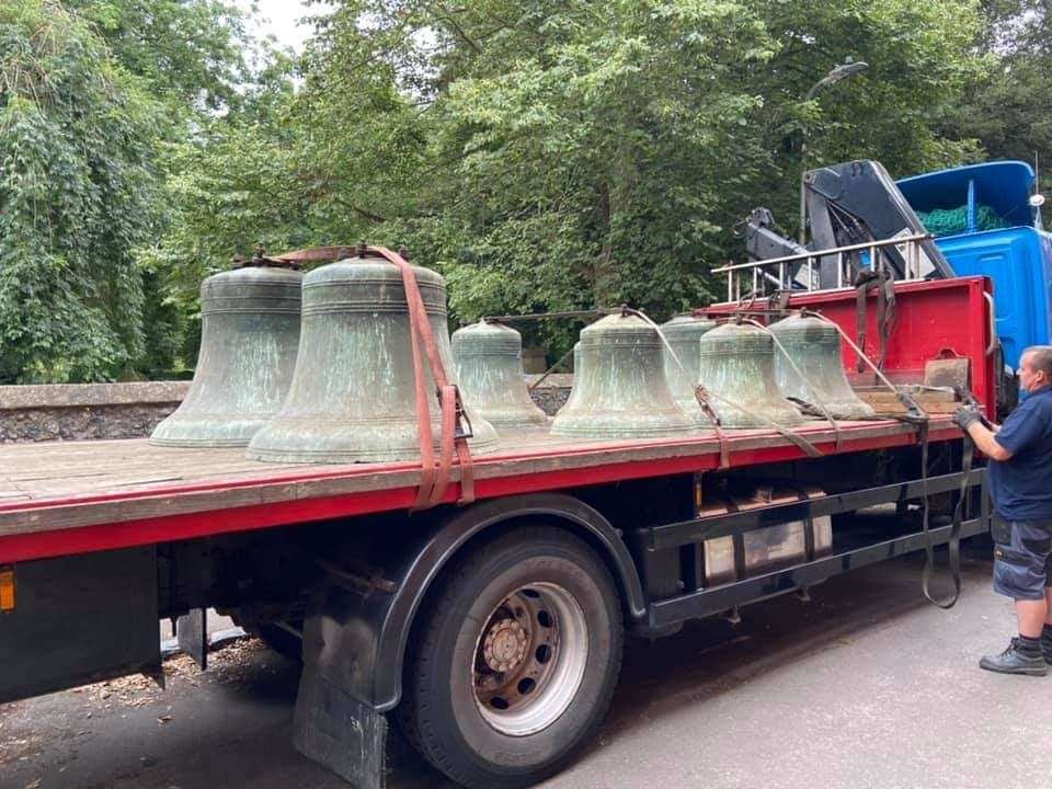 The church bells of St Mary's on their way to the foundry
