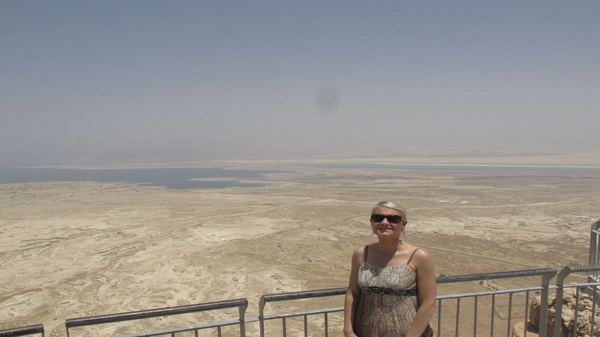 View from Masada, across the desert, to the Dead Sea