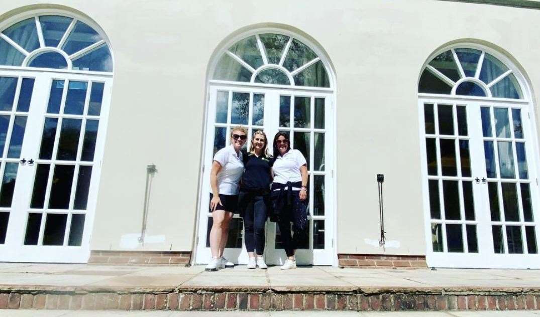 Fern Richardson, Jessica Subberfield and Ali Epps outside Orangery Maidstone where they worked on a previous project