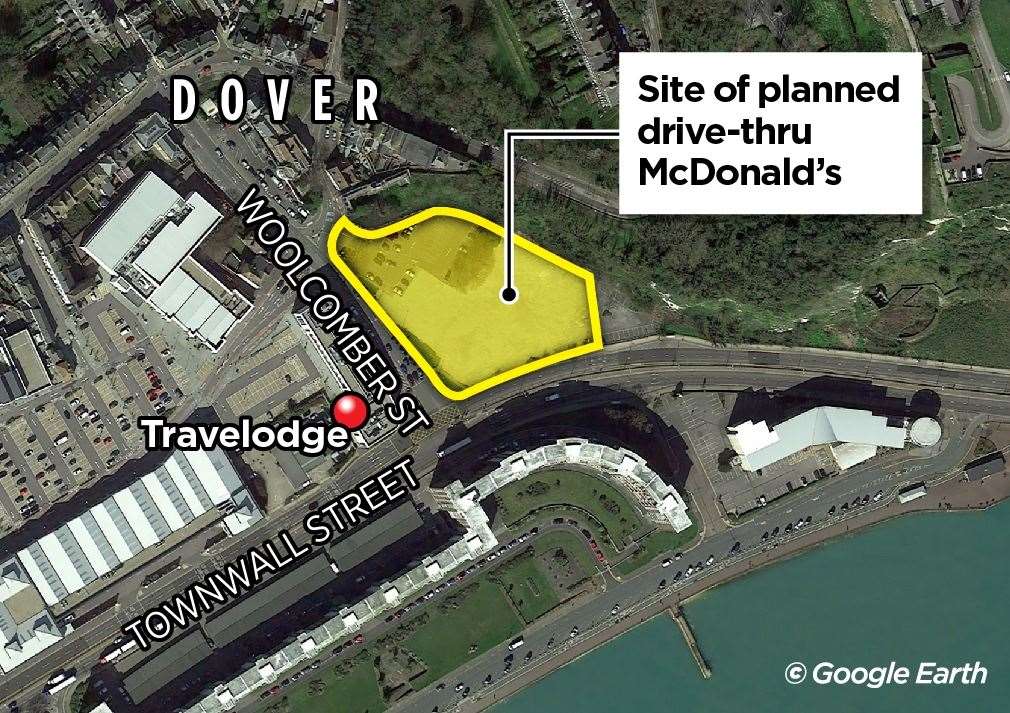The proposed McDonald’s site is in a prime position not far from the town’s port