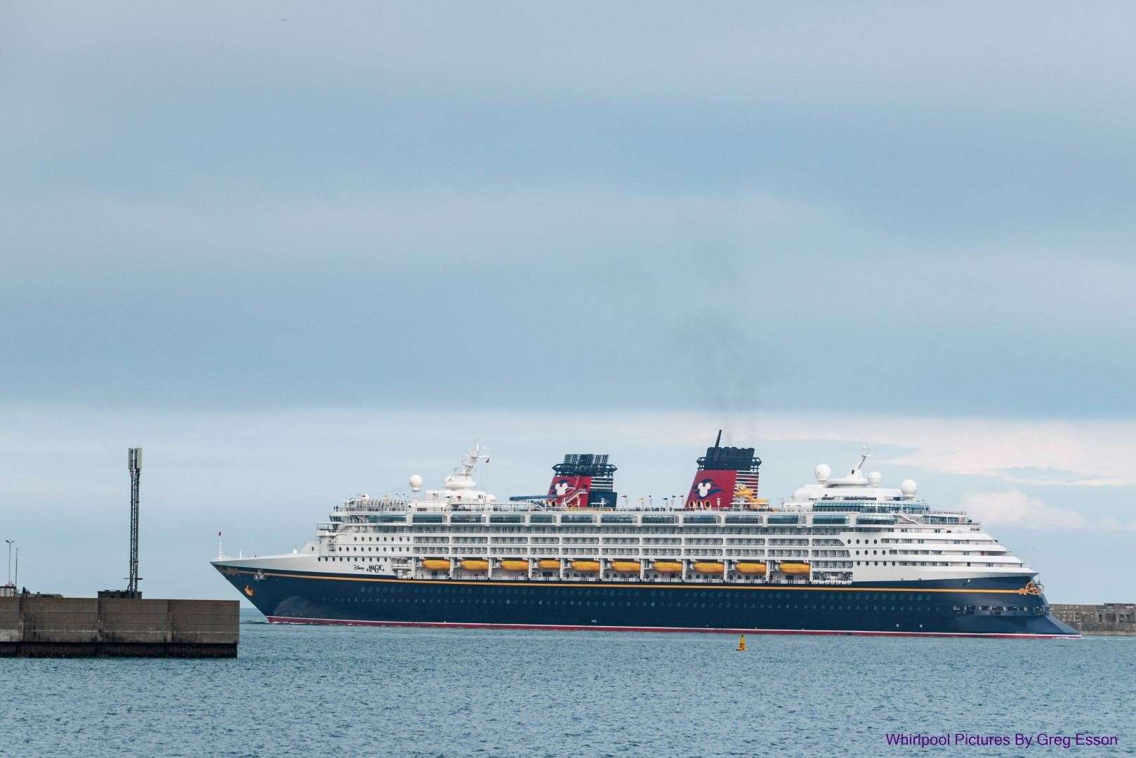 Disney Magic was given a good send-off as it left Dover. Picture: Greg Esson