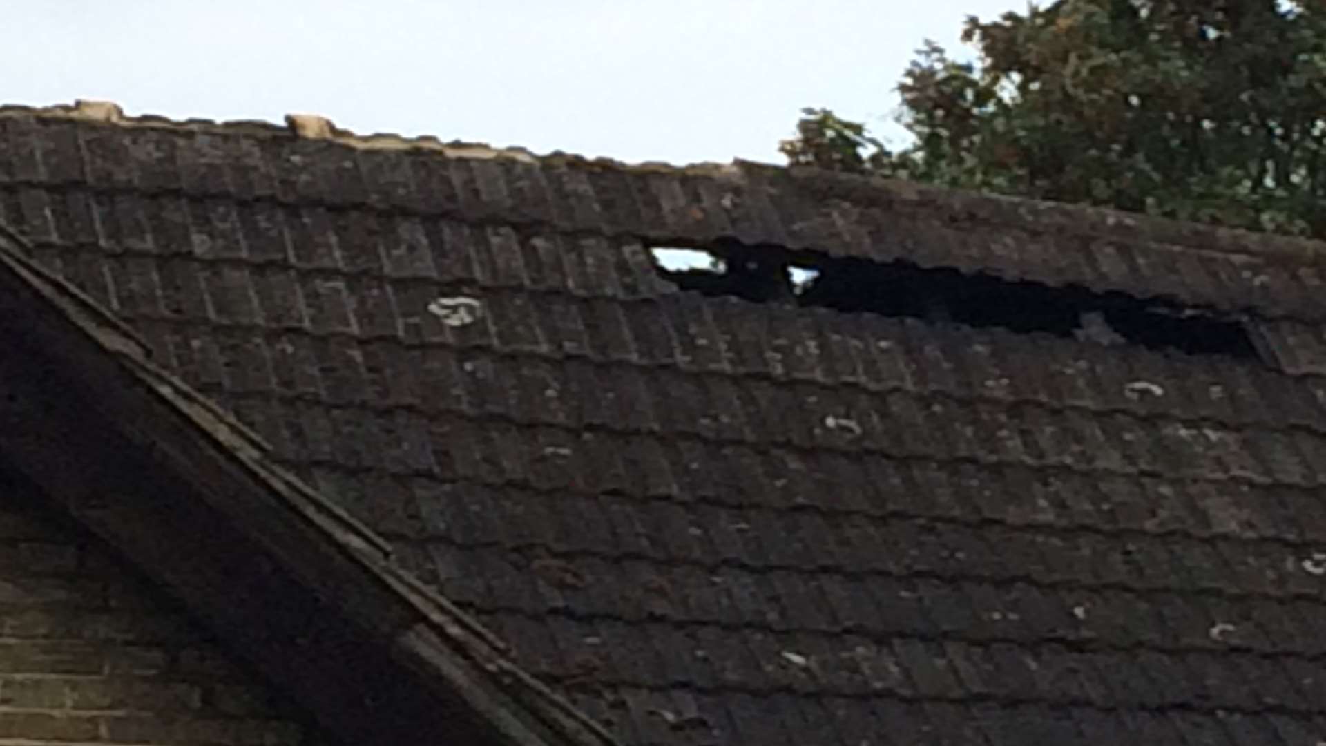 Damage to the roof at the church hall