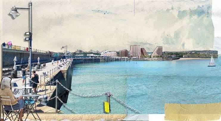 The view of the proposed new development from the end of Folkestone harbour arm. Picture: FHDSC