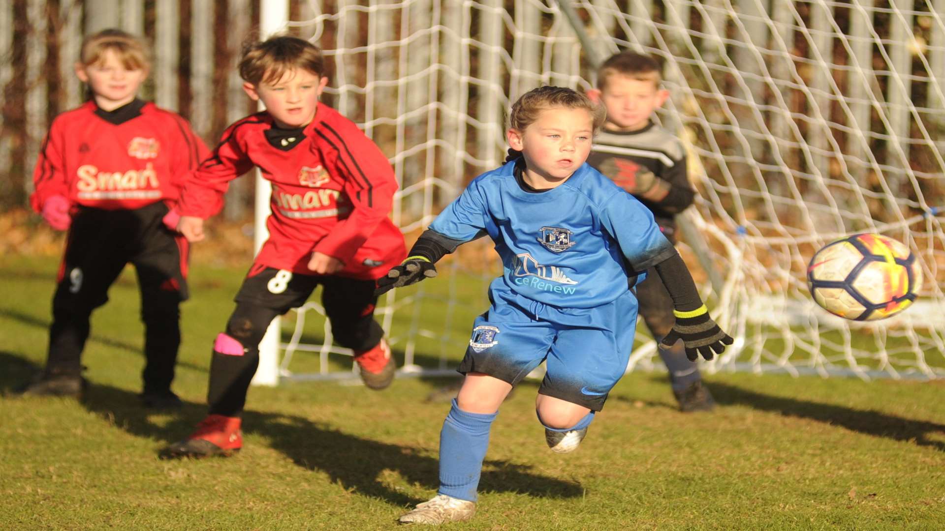 Woodcoombe Youth under-7s on the charge against Medway United East under-7s Picture: Steve Crispe