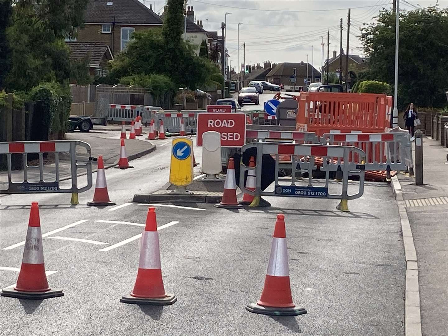 Repair work closed the recently resurfaced Minster Road at Halfway