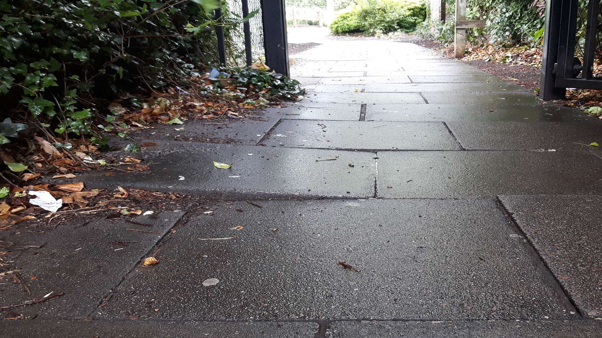 The raised paving slap on the path that connects Queen Street to Park Street in Deal