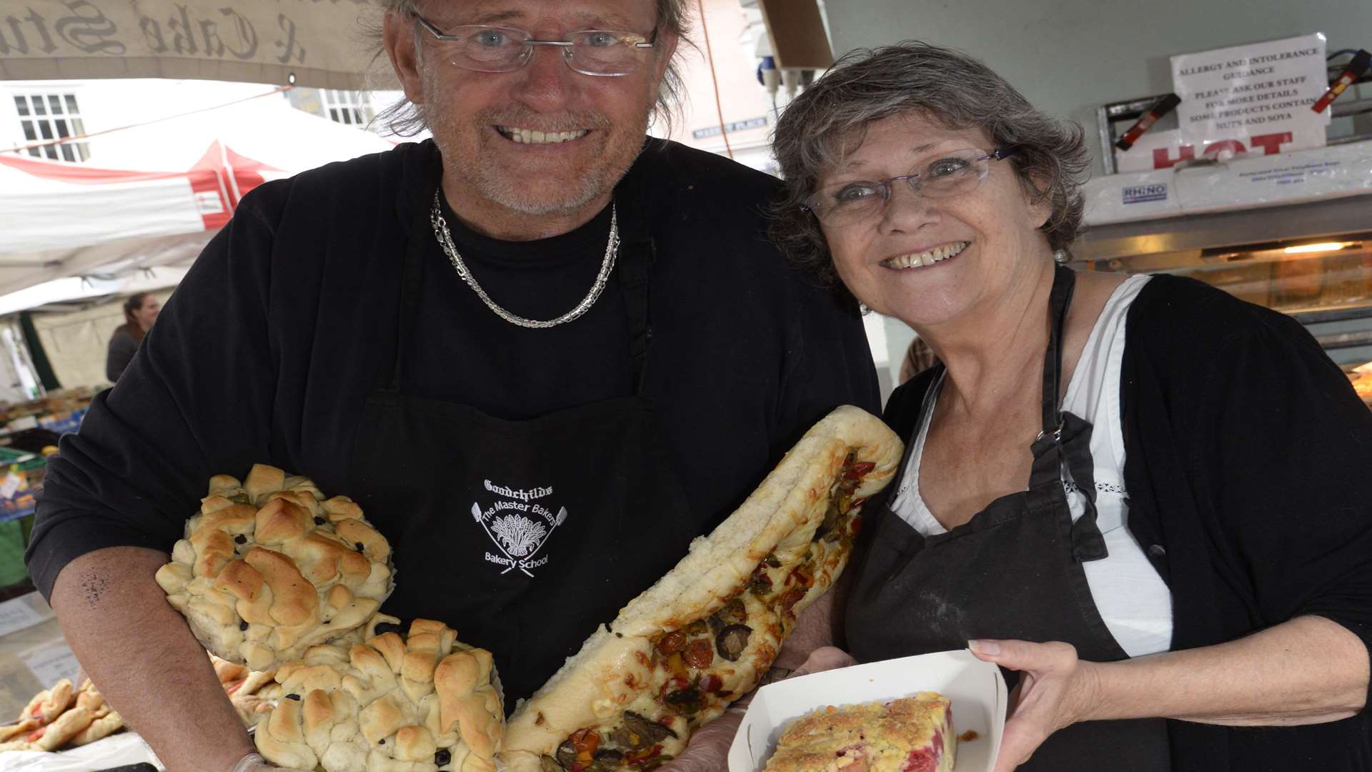 Mark Goodchild and Sheila White of Goodchild's Bakery at the Faversham Food Festival on Saturday.