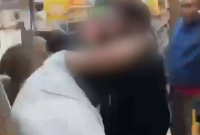 Footage shared on social media shows a fight happening within a shop in Sheerness