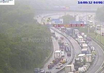 A closure of the M20 London-bound near Maidstone is in place