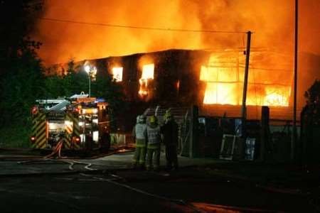Firefighters battle the blaze on Monday night. Picture: COUNTRYWIDE PHOTOGRAPHIC
