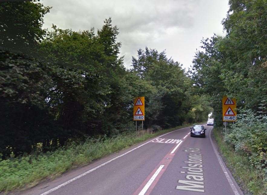 The A228 at Colts Hill. Google Street View