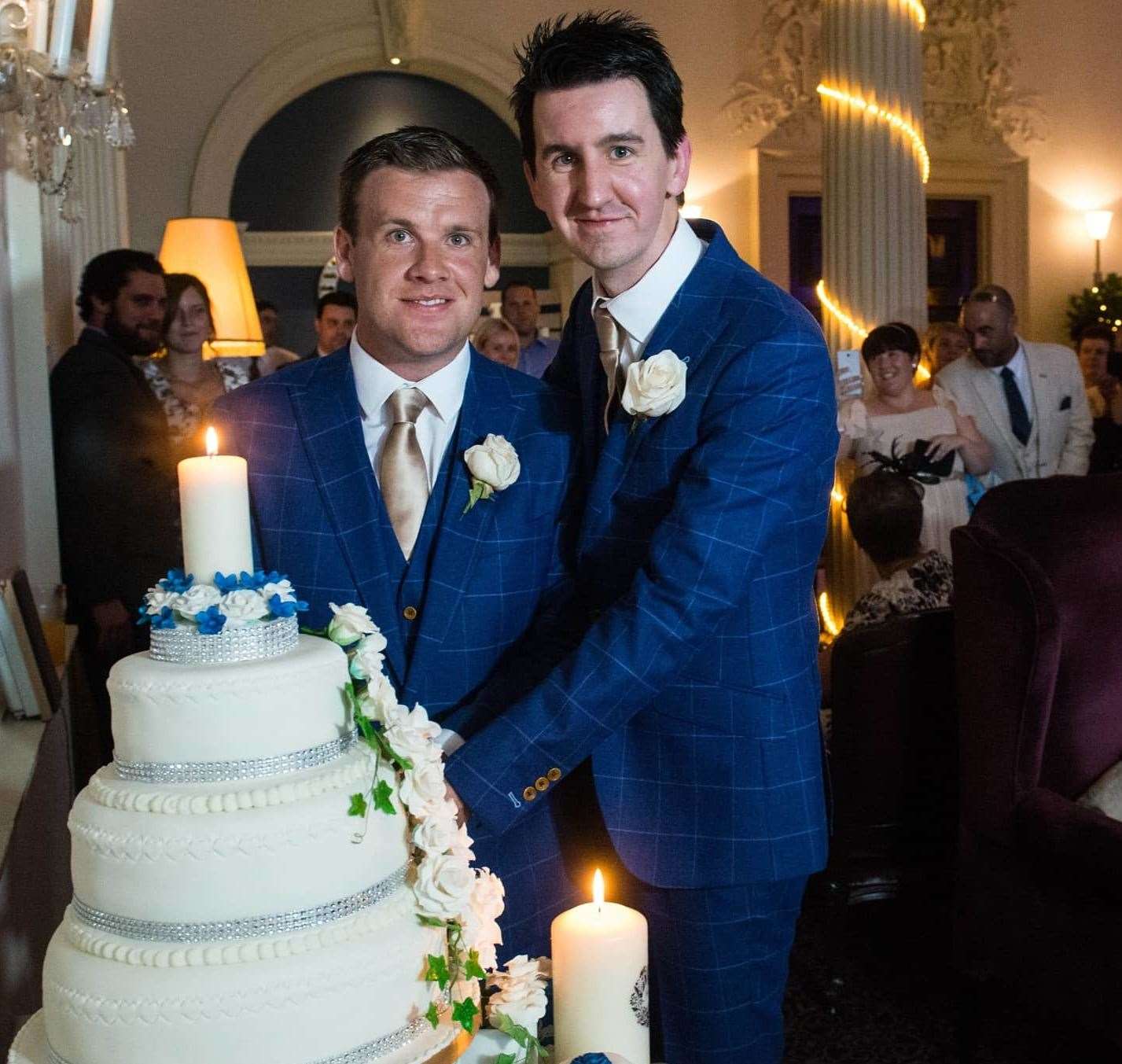 Sam, left, and James on their wedding day in 2016. Photo: Sam Hayden-Harler