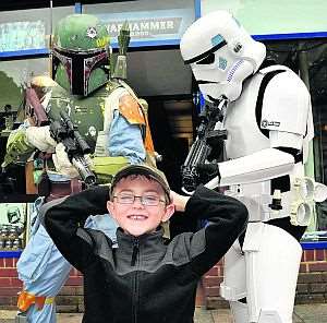 Brandon Sherwood seemed to be delighted to be arrested by storm troopers.