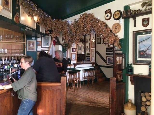 Packed full of proper pub furnishings and decorations, from old shell cases to musical instruments, there’s plenty of military memorabilia on show