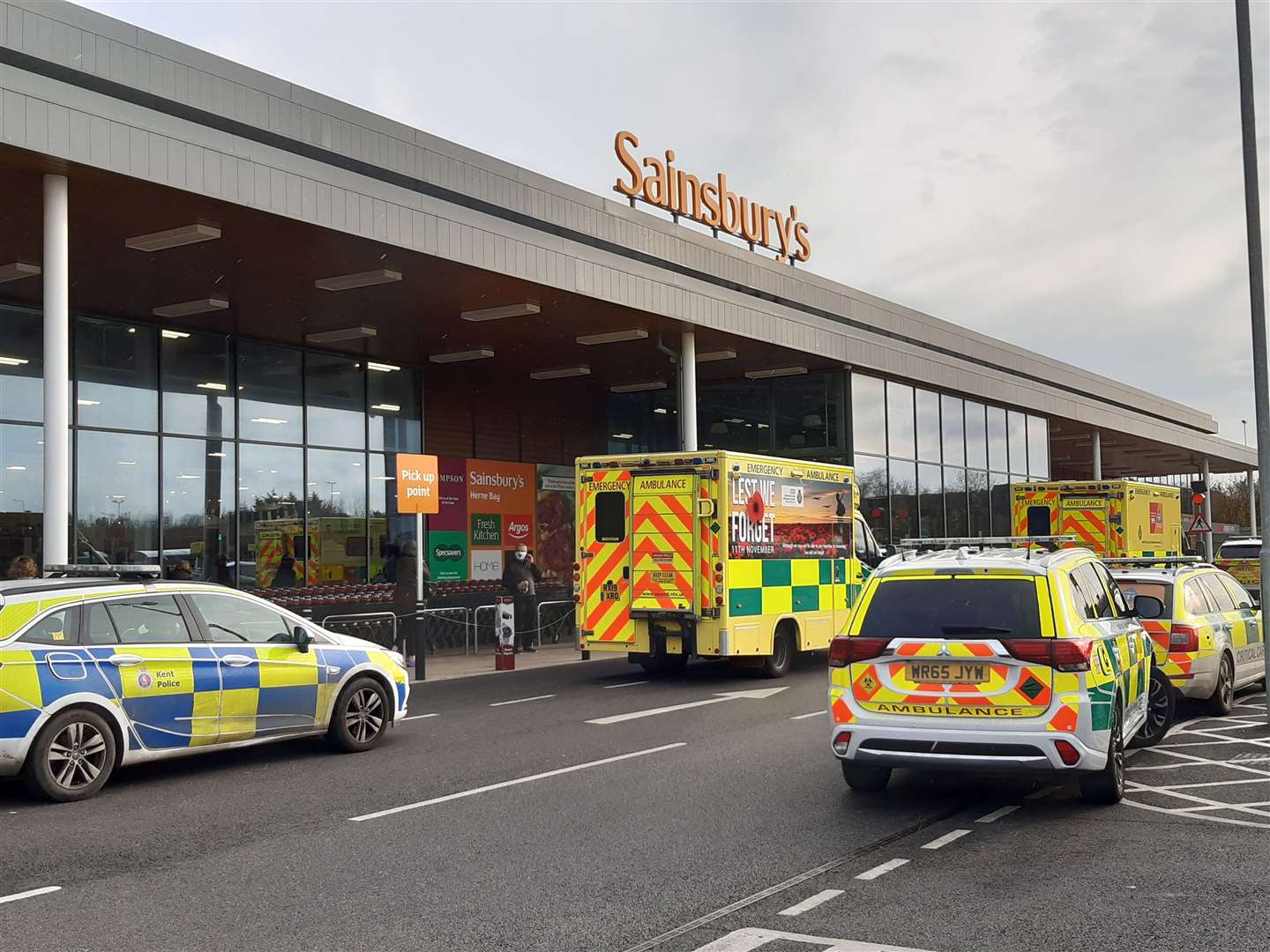 Emergency services were called to Sainsbury's in Herne Bay on Saturday afternoon